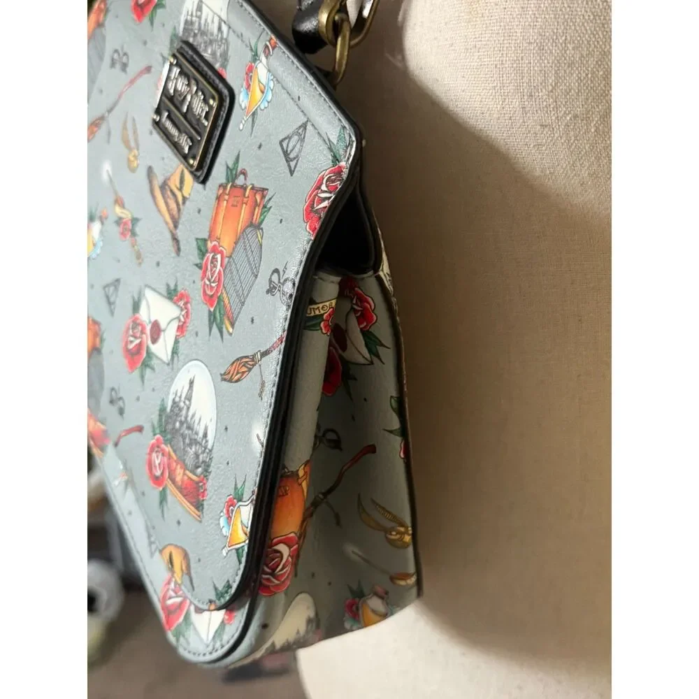 Harry Potter x Loungefly Hogwarts Tattoo Print Satchel Handbag Crossbody Bag